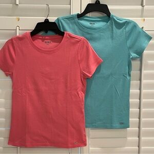 DKNY Women’s Coral and Teal Short Sleeve Tees Size Small